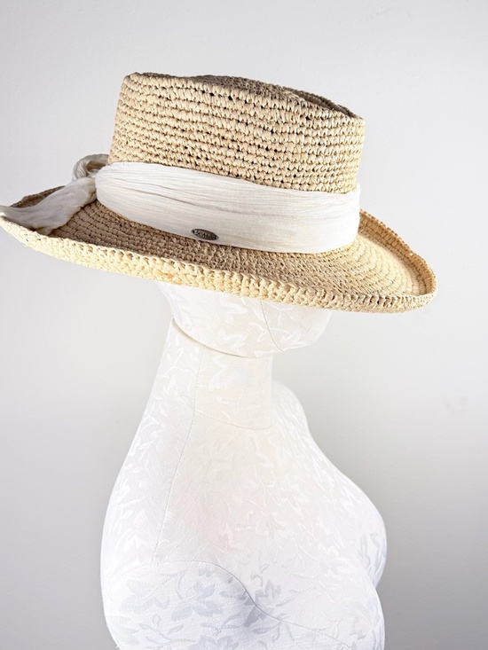 Scala Manarola OS Wide Brim Raffia Straw Hat With Cream Band main image 14